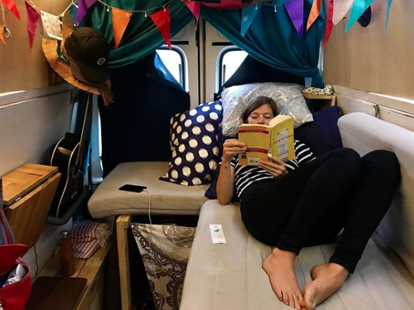 Female Vanlifer - Beth in bed