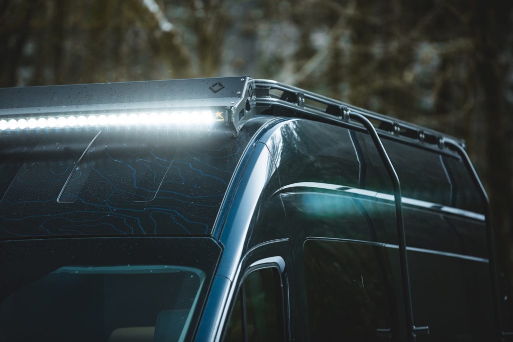 Outside Van - Front light bar on the top of the roof