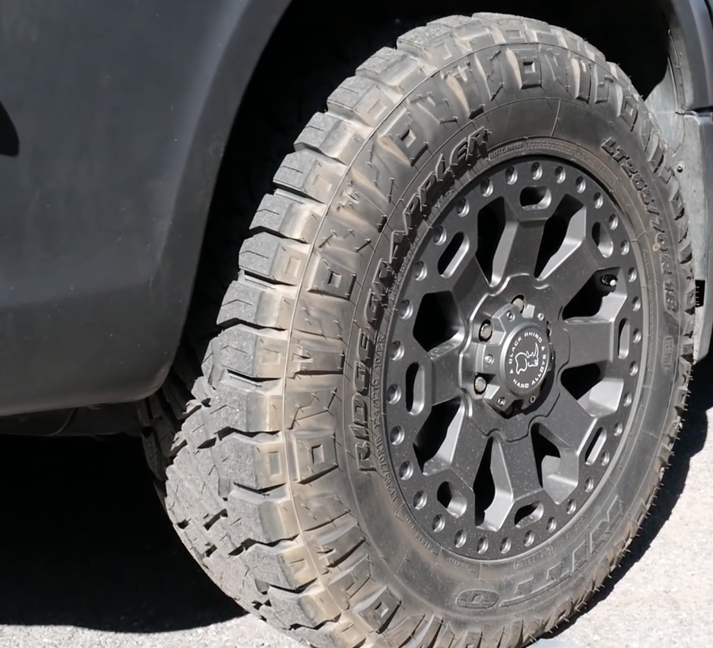 Black Rhino Warlord beefy tyres on Outside Van Campers