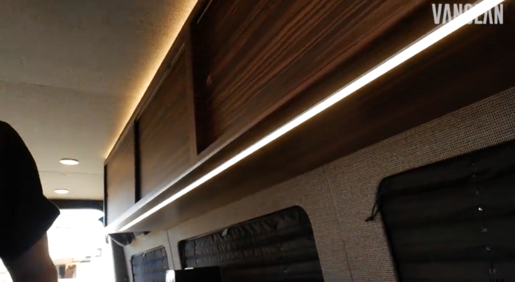 Clever LED strip lighting under and above the cabinets in the TouRig Chief Hosa