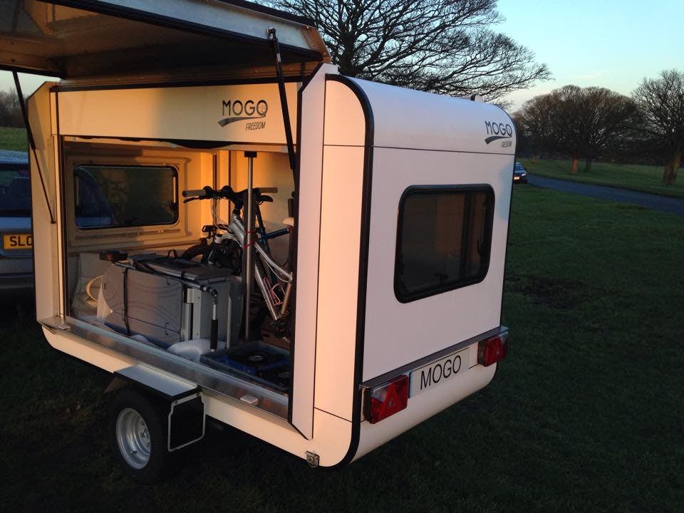 Motor camper with bikes in