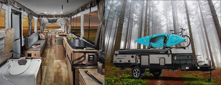 Pop up camper - trailer camper inside and outside shots