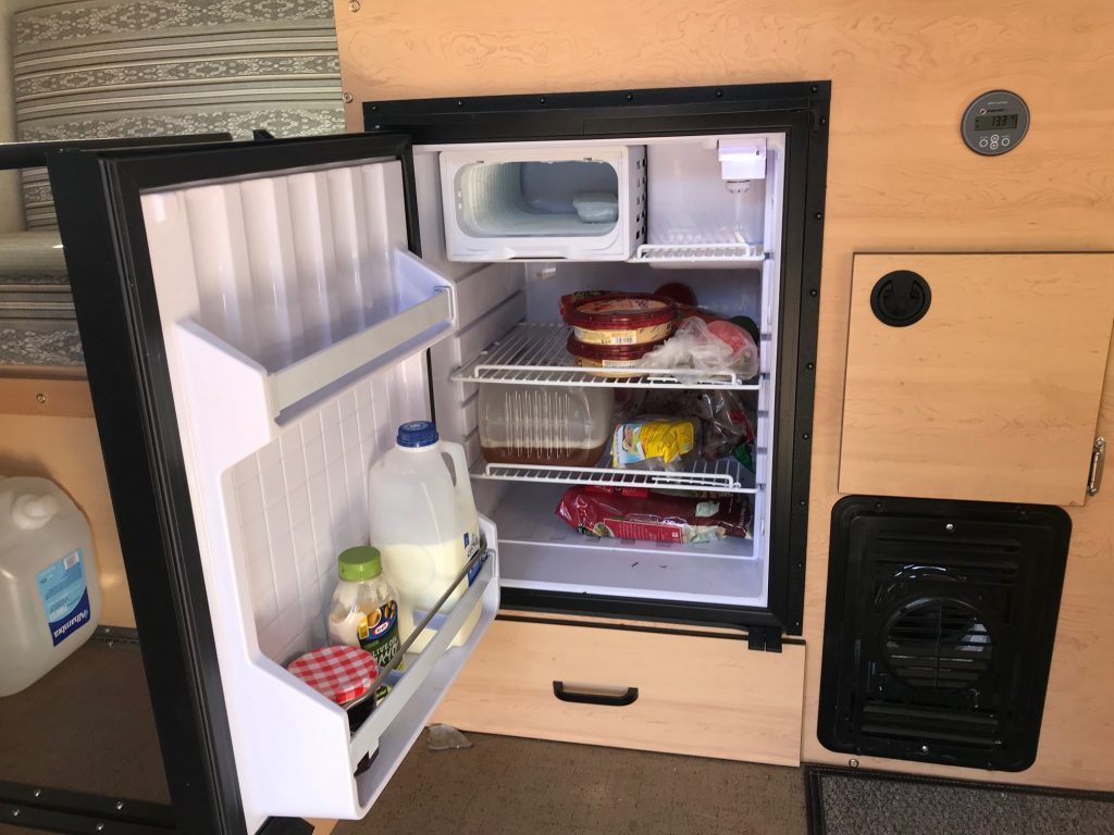fridge in the Hawk Pop Up Truck Campers