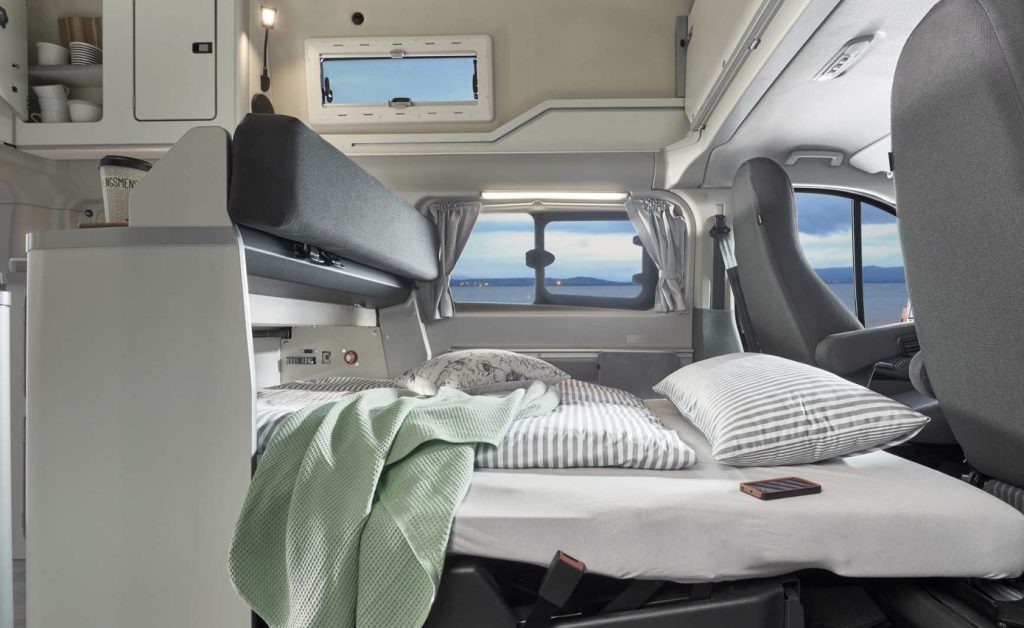 Ford Transit Nugget sleeping arrangement for the second bed