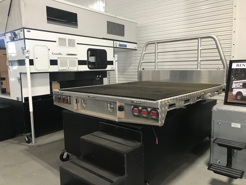 pop up truck campers flatbed in the workshop