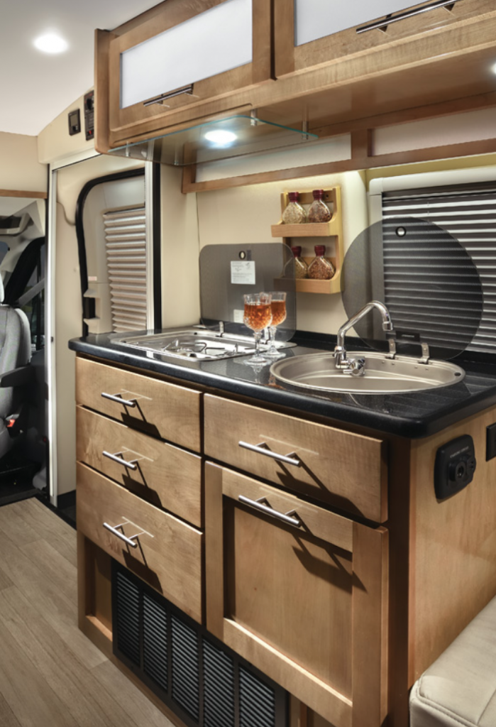 Wooden interior inside the Coachmen Beyond Motorhome