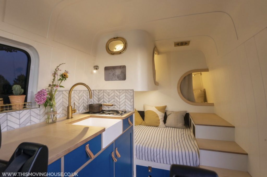 Custom Vans- sleeping pod interior of camper.