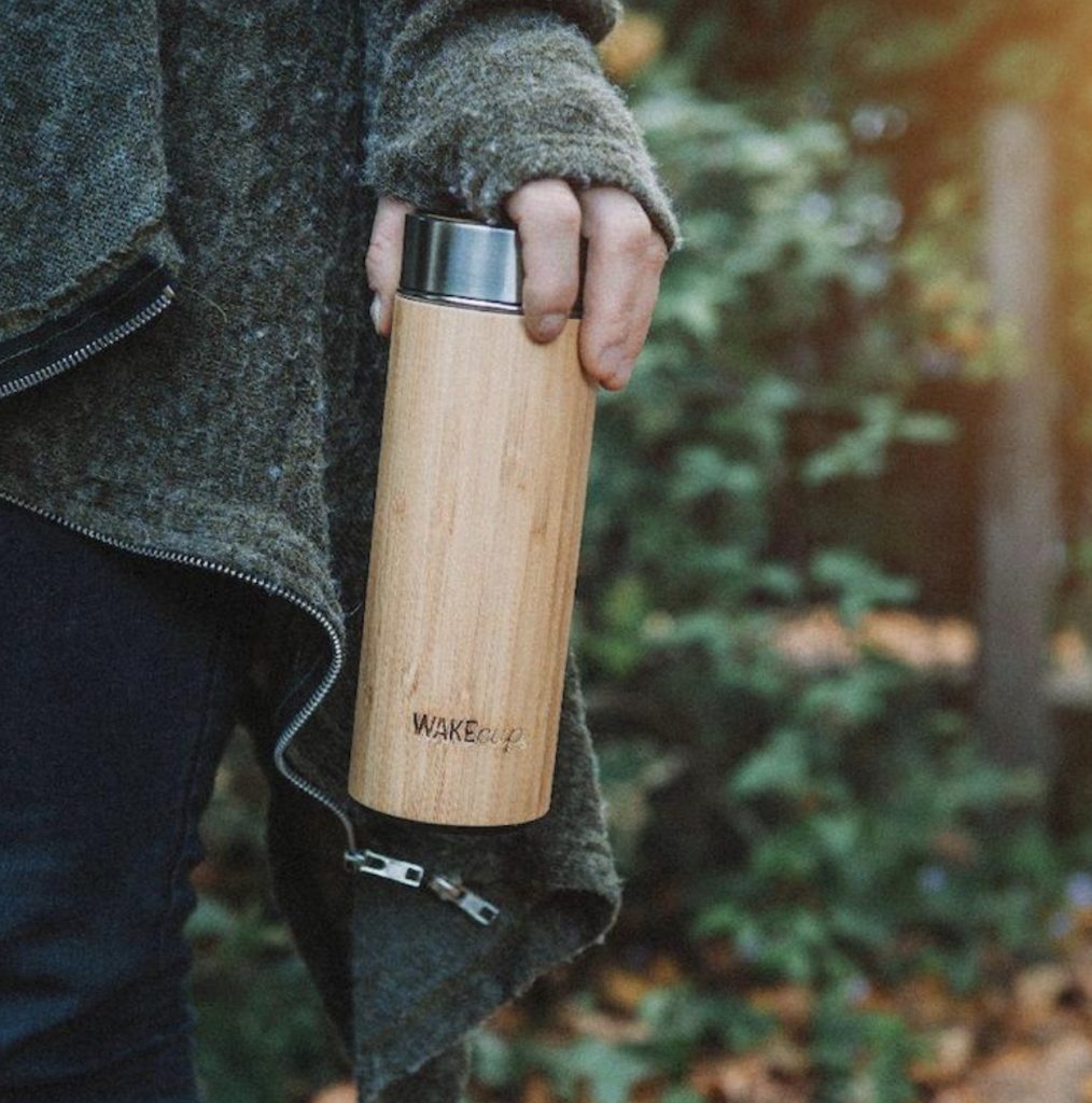 Bamboo WAKEcup held outside