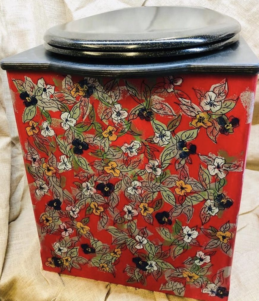 colourful flowery hand painted toilet