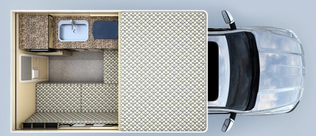 Interior plan of Fpur Wheel Camper