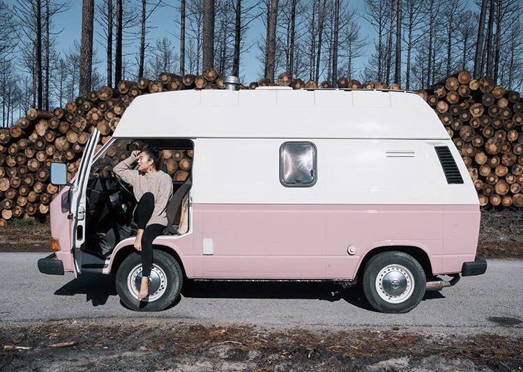 DIY camper van conversions - out side of pink VW