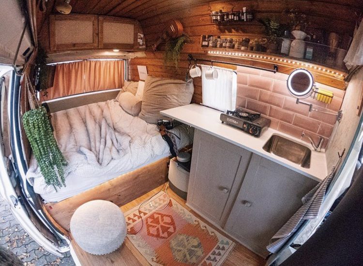 Inside pink VW