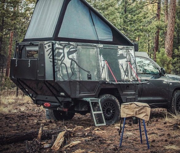 Toyota Truck Camper with pop top raised