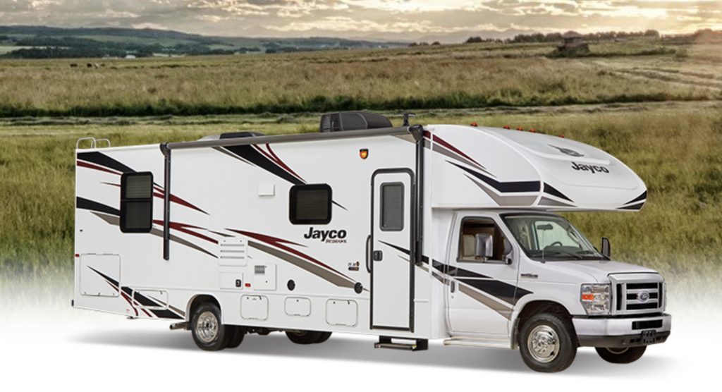 Best RVs- Jayco 2020 Redhawk exterior infront of grass meadows
