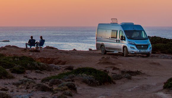 Best RVs- Carado CV600 exterior infront of sunset over ocean
