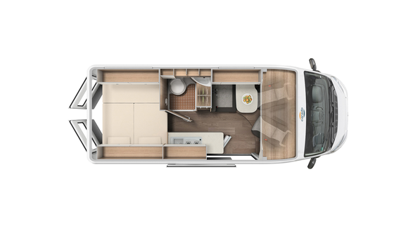 Birds eye drawn floor plan of Carado CV600