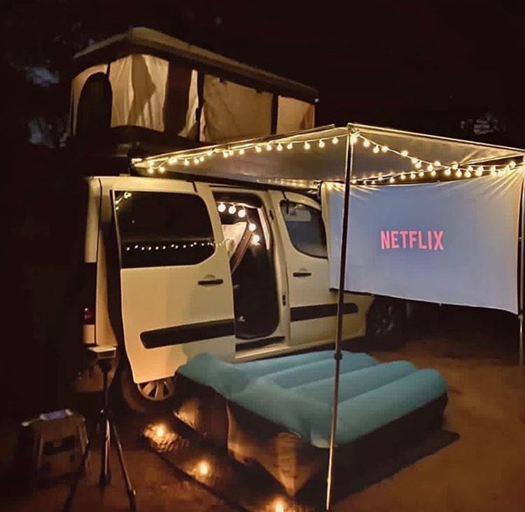 Awning outside van