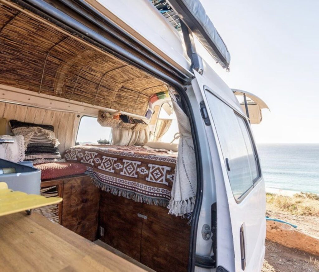 van with bamboo ceiling