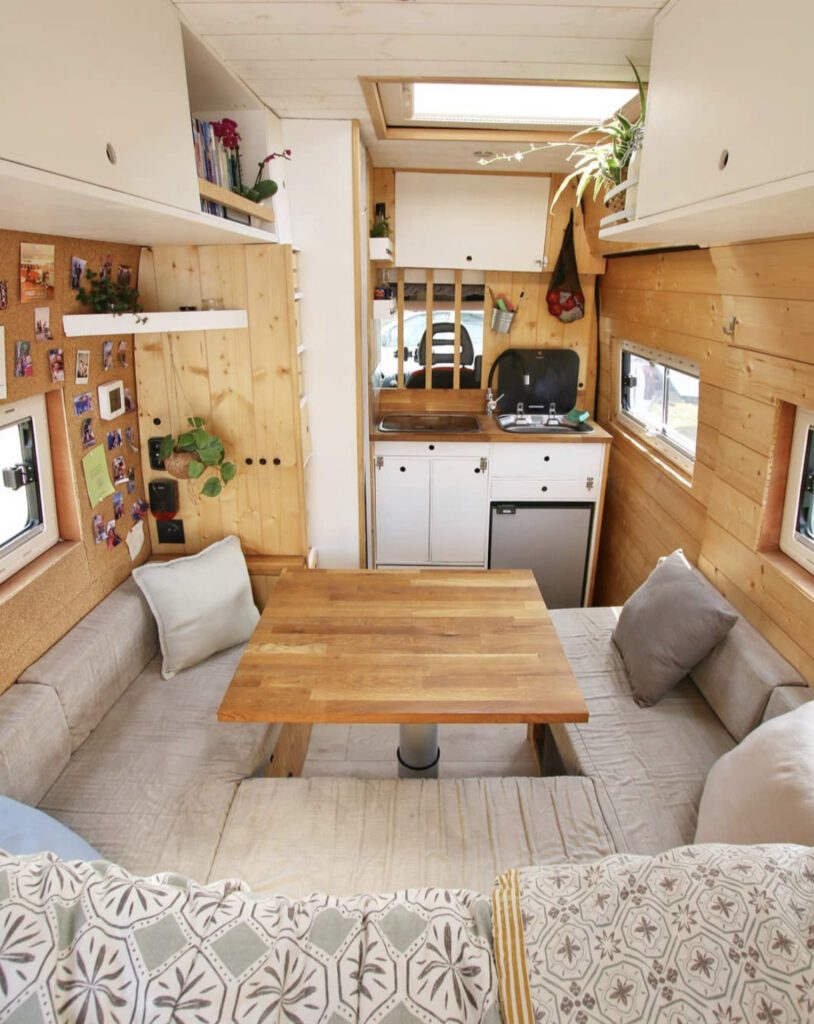 van with u-shaped sofa