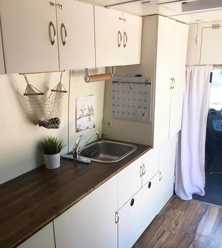 Fruit hammock in van kitchen