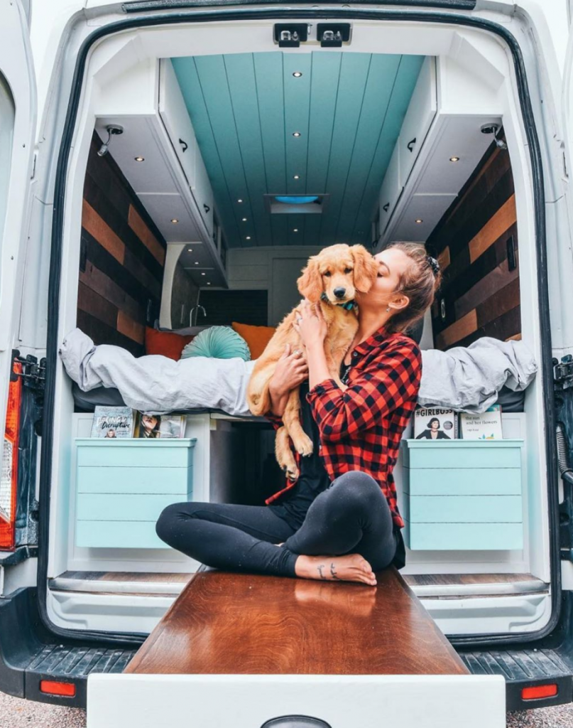 Sitting outside a Sprinter Camper Van