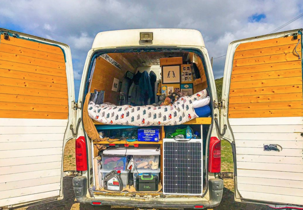 Van life bed layout