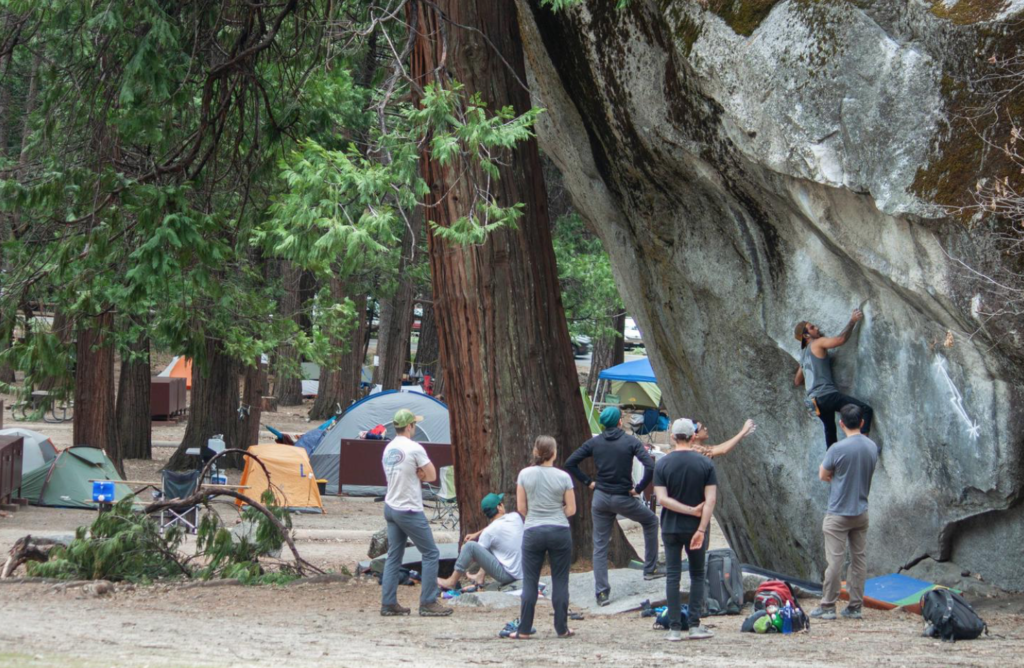 Yosemite camping, climbers in camp 4