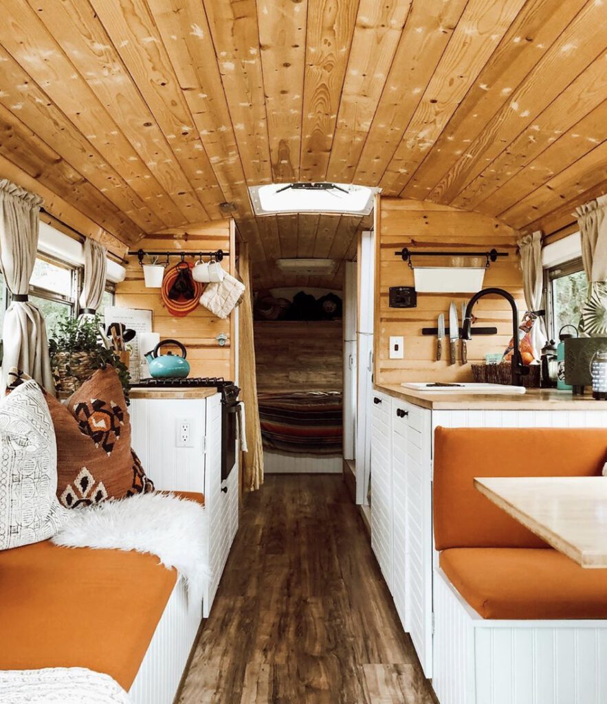 DIY conversion- wooden and orange seats