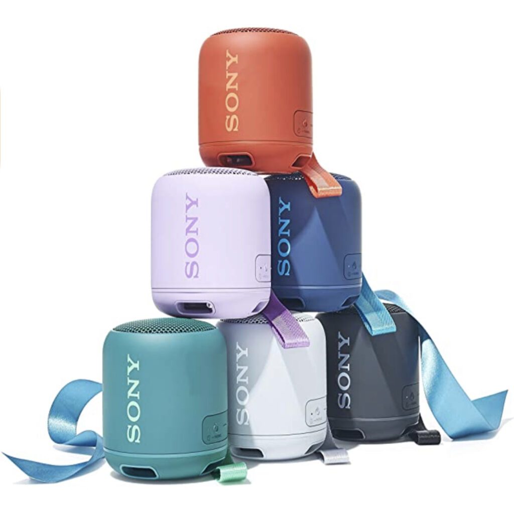 Portable Speaker - stack of different coloured sony speakers