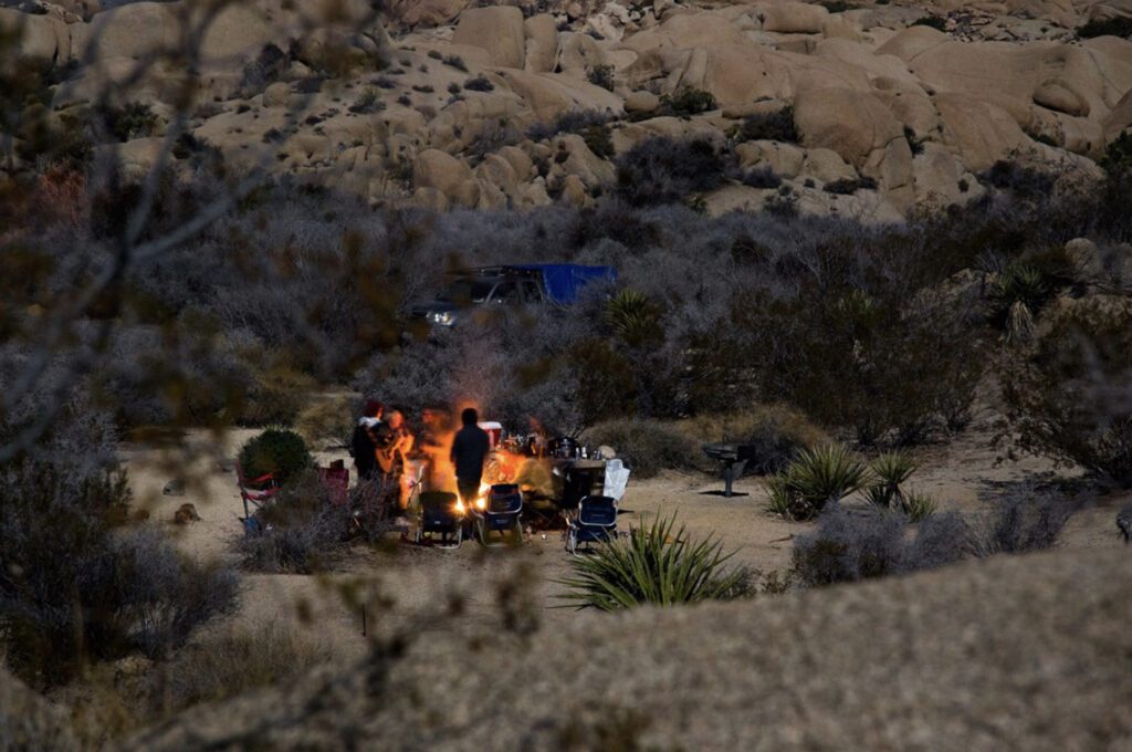 Joshua Tree camping campfire