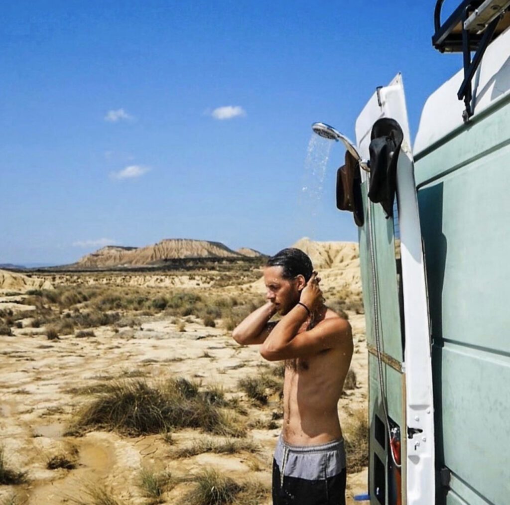 Camper van with bathroom - outdoor shower