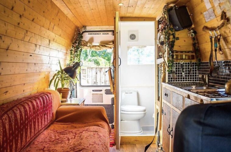 camper van with bathroom