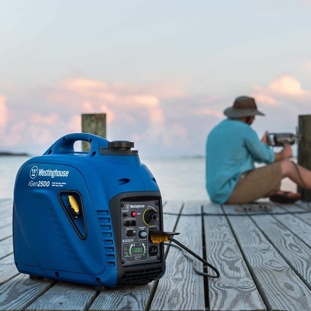Portable suitcase generator on a pier