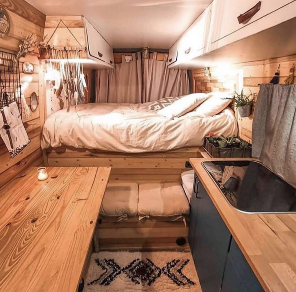 Overhead cabinetry in camper