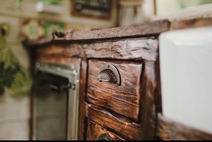 Hobbit style drawers straight out of bag end Handcrafted Rustic Campervan