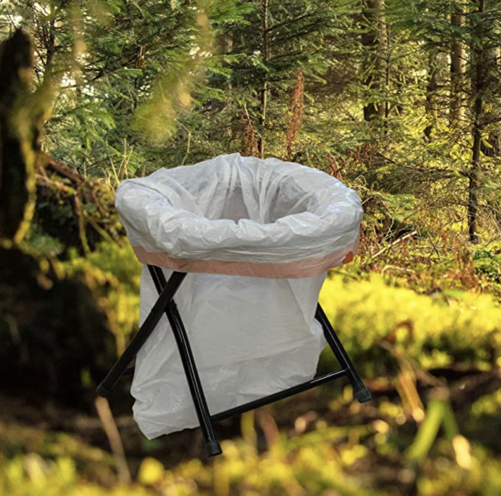 Folding toilet in the trees